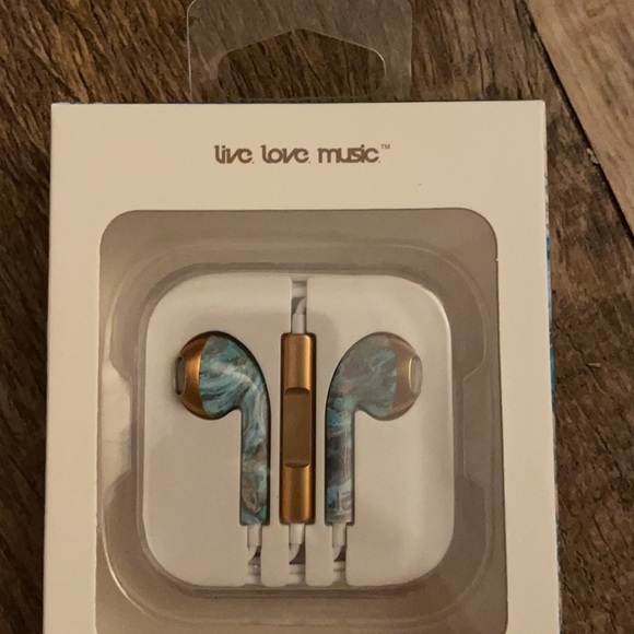 NWT Live Love Music Blue Tie-Dye Marble Stereo Earbuds - Picture 7 of 16